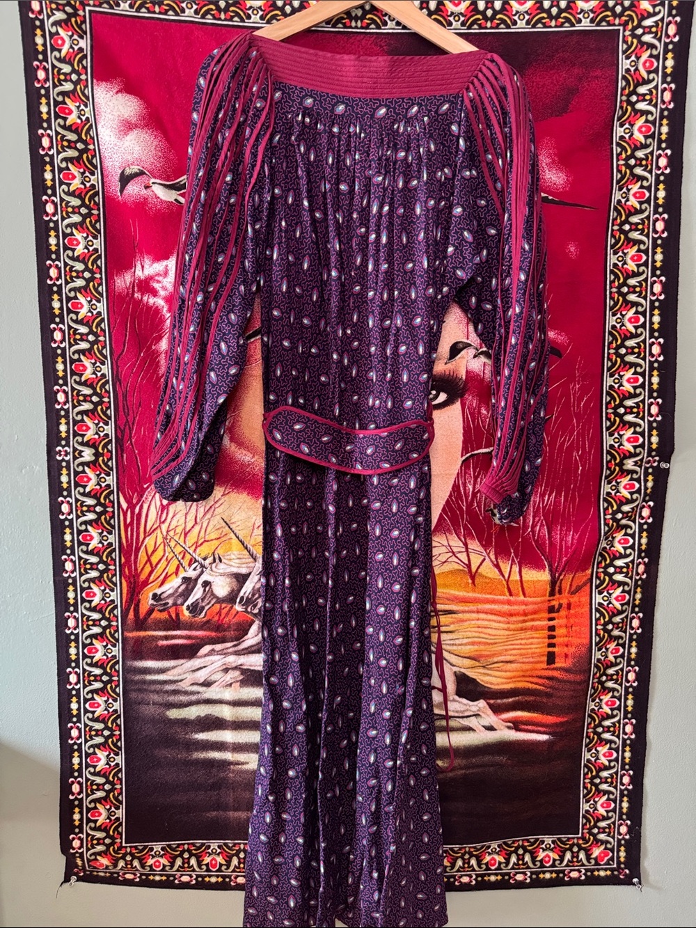 vintage 80s Jeanne Marc funky pattern belted midi dress